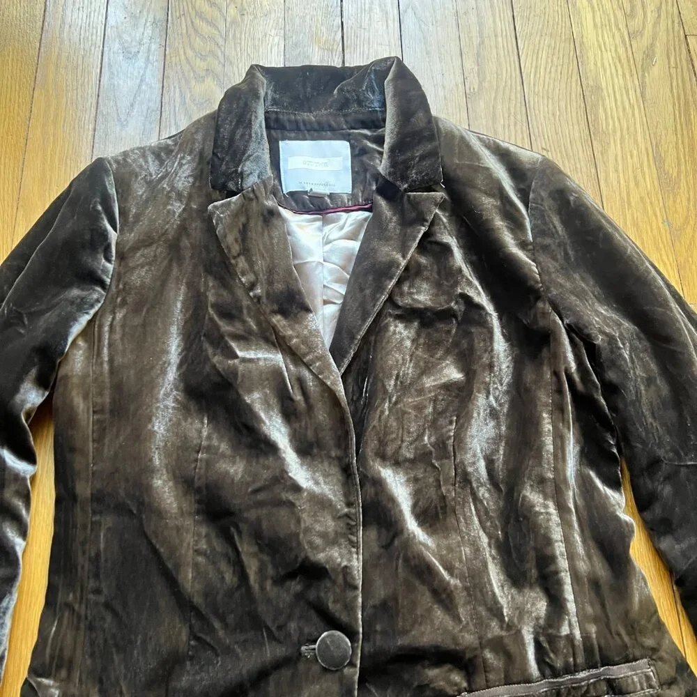 Anthropologie Dark Brown Velvet Blazer - Picture 5 of 16